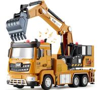Tacobear Camion Enfant Tracteur Jouet 1:40 Métal Transporteur avec Son et Lumière Véhicules Transport Tractopelle Majorette Voiture Cadeau d'anniversaire Jouet Garçons 3 4 5 6 Ans (Excavatrice)