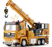 Tacobear Camion Enfant Tracteur Jouet 1:40 Métal Transporteur avec Son et Lumière Véhicules Transport Tractopelle Majorette Voiture Cadeau d'anniversaire Jouet Garçons 3 4 5 6 Ans (Grue)