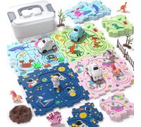 Tacobear Circuit Voiture Jouet Enfant DIY Puzzle Piste de Course avec Voitures Jouets Jeux Éducatif Cadeaux pour Garçon 3 4 5 6 Ans (Licorne, Dinosaure, Espace, Mer)