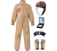 Tacobear Deguisement Enfant Pilote Costume Aviateur Déguisement Enfant Casquette Pilote Lunettes de Soleil Tenue Militaire Anniversaire Cosplay Costume Carnaval Enfant Garcon 3-10 Ans (110, 3-4 ans)