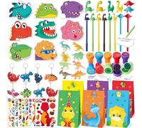 Tacobear Dinosaure Pinata Anniversaire Garçon Fille 59pcs Cadeau avec Carnets Stylos Gel Sacs Cadeaux Mini Figurines Autocollants Timbres Porte Clés pour Enfants Fête Anniversaire Dino Party Faveurs