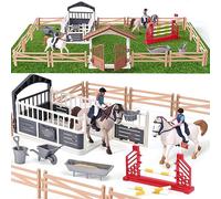Tacobear Horse Jouet Cheval Jouet Figurines Chevaux Paddock avec Haies d'écurie Gate Entraînement d'agility pour Cheval Animaux Ferme Cadeaux pour Enfants Collecta Chevaux 3-12 Ans 70*42*16cm