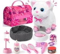 Tacobear Jouets électroniques en peluche pour enfants - Robot mignon qui marche miaou - Queue remuant avec transporteur - Jouet interactif - Cadeau d'anniversaire pour filles de 3, 4, 5, 6, 7, 8 ans