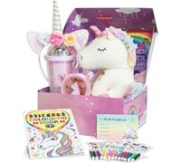 Tacobear Licorne Cadeau Fille 5-8 Ans, Peluche Licorne & Veilleuse & Tasse d'eau & Collier & Serre-tête & Livre de coloriage, Jouet Anniversaire Noël pour Filles 4-8 Ans