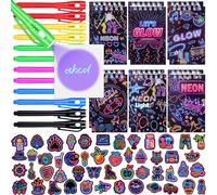 Tacobear Stylo UV et carnet de notes 74 pièces. Néon Petit cadeau d'anniversaire d'enfant garçons et filles Mini spirales Bloc-notes Crayons magiques Enfants Pour fête lumineuse Cadeaux d'anniversaire