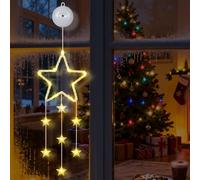 Tacobey Illumination Noël pour fenêtres avec Étoile, 18 LED Guirlande Rideau Lumineux à Piles avec Ventouses, 8 Modes, Minuterie, Decoration Noel Intérieur (Blanc Chaud)