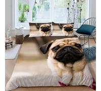 TACOKI Housse de Couette 140x200 Carlin Réversible Parure de Lit Chien 140x200, Imprimée 3D Microfibre Douce Literie Housse de Couette 1 Personne avec Taies d'oreiller 6559a