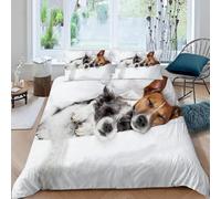 TACOKI Housse de Couette 140x200 Chien Réversible Parure de Lit Chien 140x200, Imprimée 3D Microfibre Douce Literie Housse de Couette 1 Personne avec Taies d'oreiller 3961a
