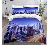 TACOKI Housse de Couette 140x200 New York New York Parure de Lit Enfant 1 Personne en Microfibre Douce Housse de Couette 3D Imprimée Literie avec 2 Taies d'oreiller q4231