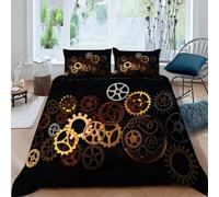 TACOKI Housse de Couette 160x200 Engrenages Industrie Parure de Lit Enfant 1 Personne en Microfibre Douce Housse de Couette 3D Imprimée Literie avec 2 Taies d'oreiller q5534