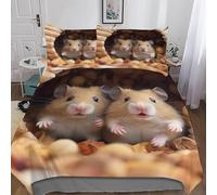 TACOKI Housse de Couette 160x200 Hamster Réversible Parure de Lit Hamster 160x200, Imprimée 3D Microfibre Douce Literie Housses de Couettes 2 Personnes avec Taies d'oreiller 8024a