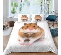 TACOKI Housse de Couette 200x200 Hamster Réversible Parure de Lit Cobaye 200x200, Imprimée 3D Microfibre Douce Literie Housses de Couettes 2 Personnes avec Taies d'oreiller 2085k