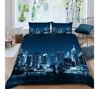 TACOKI Housse de Couette 200x200 New York New York Parure de Lit Adulte 2 Personnes en Microfibre Douce Housse de Couette 3D Imprimée Literie avec 2 Taies d'oreiller q4443