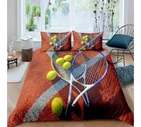 TACOKI Housse de Couette 220x240 Tennis Réversible Parure de Lit Raquette de Tennis 220x240, Imprimée 3D Microfibre Douce Literie Housses de Couettes 2 Personnes avec Taies d'oreiller 1456k