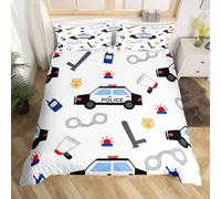 TACOKI Housse de Couette 220x240 Voiture de Police Voiture de Police Parure de Lit Adulte 2 Personnes en Microfibre Douce Housse de Couette 3D Imprimée Literie avec 2 Taies d'oreiller 3130z