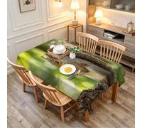TACOKI Nappe de Table Rectangulaire 160x200 cm, Motif écureuil 3D, Design Animaux de la Jungle Polyester Imperméable et Anti-Taches, Lavable en Machine, pour Salle à Manger Jardin Fête 2747A