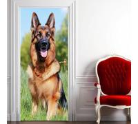 TACOKI Sticker Porte Berger Allemand, Stickers Porte Trompe L'oeil Chien Autocollant Poster Auto-Adhésif Art Décor Pour Chambre Salon Salle de Bain Papier Peint 85x200 cm 5979n