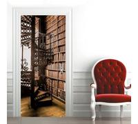 TACOKI Sticker Porte Bibliothèque, Stickers Porte Trompe L'oeil Rétro Autocollant Poster Auto-Adhésif Art Décor Pour Chambre Salon Salle de Bain Papier Peint 90x210 cm 4632z