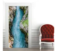 TACOKI Sticker Porte Cascade, Stickers Porte Trompe L'oeil Paysage Autocollant Poster Auto-Adhésif Art Décor Pour Chambre Salon Salle de Bain Papier Peint 80x210 cm 5555z