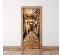 TACOKI Sticker Porte Cave à Vin, Stickers Porte Trompe L'oeil Tonneau de Vin Autocollant Poster Auto-Adhésif Art Décor Pour Chambre Salon Salle de Bain Papier Peint 80x210 cm 4493z