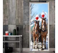 TACOKI Sticker Porte Cheval, Stickers Porte Trompe L'oeil Cheval Animal Autocollant Poster Auto-Adhésif Art Décor Pour Chambre Salon Salle de Bain Papier Peint 90x210 cm 7080z