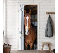 TACOKI Sticker Porte Cheval, Stickers Porte Trompe L'oeil Cheval Animal Autocollant Poster Auto-Adhésif Art Décor Pour Chambre Salon Salle de Bain Papier Peint 100x200 cm 1844n