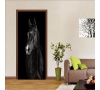TACOKI Sticker Porte Cheval, Stickers Porte Trompe L'oeil Cheval Animal Autocollant Poster Auto-Adhésif Art Décor Pour Chambre Salon Salle de Bain Papier Peint 90x200 cm 2282z