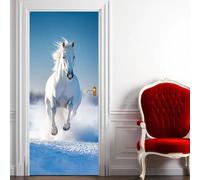 TACOKI Sticker Porte Cheval, Stickers Porte Trompe L'oeil Cheval Animal Autocollant Poster Auto-Adhésif Art Décor Pour Chambre Salon Salle de Bain Papier Peint 88x200 cm 5872n