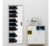 TACOKI Sticker Porte Clavier de Piano, Stickers Porte Trompe L'oeil Musique Autocollant Poster Auto-Adhésif Art Décor Pour Chambre Salon Salle de Bain Papier Peint 80x210 cm 1973z