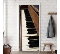 TACOKI Sticker Porte Clavier de Piano, Stickers Porte Trompe L'oeil Musique Autocollant Poster Auto-Adhésif Art Décor Pour Chambre Salon Salle de Bain Papier Peint 100x200 cm 818n