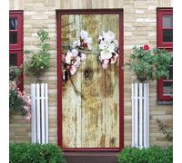 TACOKI Sticker Porte Conseil, Stickers Porte Trompe L'oeil Fleurs Autocollant Poster Auto-Adhésif Art Décor Pour Chambre Salon Salle de Bain Papier Peint 90x200 cm 4442z