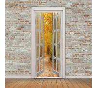 TACOKI Sticker Porte Fausses Fenêtres, Stickers Porte Trompe L'oeil Paysage D'automne Autocollant Poster Auto-Adhésif Art Décor Pour Chambre Salon Salle de Bain Papier Peint 90x200 cm 8420z