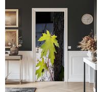 TACOKI Sticker Porte Feuille D'érable, Stickers Porte Trompe L'oeil Arbres Autocollant Poster Auto-Adhésif Art Décor Pour Chambre Salon Salle de Bain Papier Peint 90x200 cm 1139n