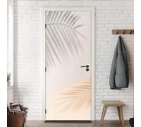 TACOKI Sticker Porte Feuilles de Palmier, Stickers Porte Trompe L'oeil Silhouette Autocollant Poster Auto-Adhésif Art Décor Pour Chambre Salon Salle de Bain Papier Peint 85x200 cm v5286