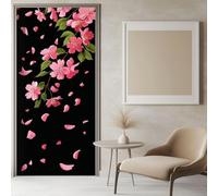TACOKI Sticker Porte Fleurs de Cerisier, Stickers Porte Trompe L'oeil Fleurs Roses Autocollant Poster Auto-Adhésif Art Décor Pour Chambre Salon Salle de Bain Papier Peint 85x200 cm 5583n