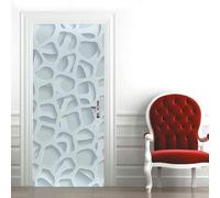 TACOKI Sticker Porte Motif Géométrique, Stickers Porte Trompe L'oeil Blanc Moderne Autocollant Poster Auto-Adhésif Art Décor Pour Chambre Salon Salle de Bain Papier Peint 90x200 cm 1337z