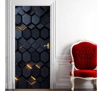 TACOKI Sticker Porte Motif Géométrique, Stickers Porte Trompe L'oeil Hexagone Autocollant Poster Auto-Adhésif Art Décor Pour Chambre Salon Salle de Bain Papier Peint 90x200 cm 4226n