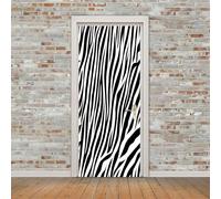 TACOKI Sticker Porte Motif Noir Et Blanc, Stickers Porte Trompe L'oeil Zèbre Autocollant Poster Auto-Adhésif Art Décor Pour Chambre Salon Salle de Bain Papier Peint 95x215 cm 1114z