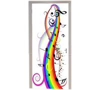 TACOKI Sticker Porte Musique Rock, Stickers Porte Trompe L'oeil Notes de Musique Autocollant Poster Auto-Adhésif Art Décor Pour Chambre Salon Salle de Bain Papier Peint 77x200 cm v2557