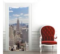 TACOKI Sticker Porte New York, Stickers Porte Trompe L'oeil Paysage Autocollant Poster Auto-Adhésif Art Décor Pour Chambre Salon Salle de Bain Papier Peint 90x200 cm 617z