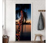 TACOKI Sticker Porte Noël, Stickers Porte Trompe L'oeil Paysage Marin Autocollant Poster Auto-Adhésif Art Décor Pour Chambre Salon Salle de Bain Papier Peint 100x200 cm v4364