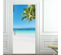 TACOKI Sticker Porte Océan, Stickers Porte Trompe L'oeil Vue Sur la Mer Autocollant Poster Auto-Adhésif Art Décor Pour Chambre Salon Salle de Bain Papier Peint 80x210 cm 4835z