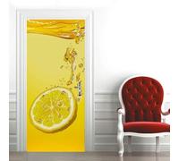 TACOKI Sticker Porte Orange, Stickers Porte Trompe L'oeil Motif Jaune Autocollant Poster Auto-Adhésif Art Décor Pour Chambre Salon Salle de Bain Papier Peint 100x200 cm 1448z