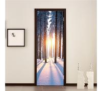 TACOKI Sticker Porte Paysage, Stickers Porte Trompe L'oeil Scène de Neige Autocollant Poster Auto-Adhésif Art Décor Pour Chambre Salon Salle de Bain Papier Peint 90x200 cm 1895z