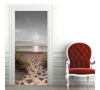 TACOKI Sticker Porte Plage, Stickers Porte Trompe L'oeil Herbe Autocollant Poster Auto-Adhésif Art Décor Pour Chambre Salon Salle de Bain Papier Peint 77x200 cm 6751z