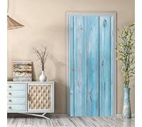 TACOKI Sticker Porte Planche de Bois Bleue, Stickers Porte Trompe L'oeil Style Rustique Autocollant Poster Auto-Adhésif Art Décor Pour Chambre Salon Salle de Bain Papier Peint 85x200 cm 4233n