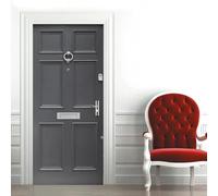 TACOKI Sticker Porte Portail en Fer, Stickers Porte Trompe L'oeil Gris Autocollant Poster Auto-Adhésif Art Décor Pour Chambre Salon Salle de Bain Papier Peint 77x200 cm 3961z