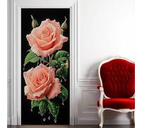 TACOKI Sticker Porte Rose Rose, Stickers Porte Trompe L'oeil Fleurs Autocollant Poster Auto-Adhésif Art Décor Pour Chambre Salon Salle de Bain Papier Peint 88x200 cm 4288n