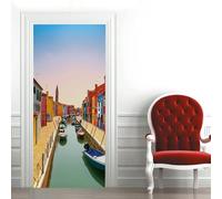 TACOKI Sticker Porte Venise, Stickers Porte Trompe L'oeil Venise Autocollant Poster Auto-Adhésif Art Décor Pour Chambre Salon Salle de Bain Papier Peint 100x200 cm 4382z