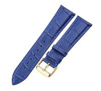 Taconey Bracelet de montre en cuir imprimé crocodile 18/19/20/21/22/24 mm, parfait pour une tenue formelle et décontractée.,Boucle en or bleu,21 mm